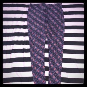 Lularoe Leggings T&C Patterned Violet Peacock Eyes